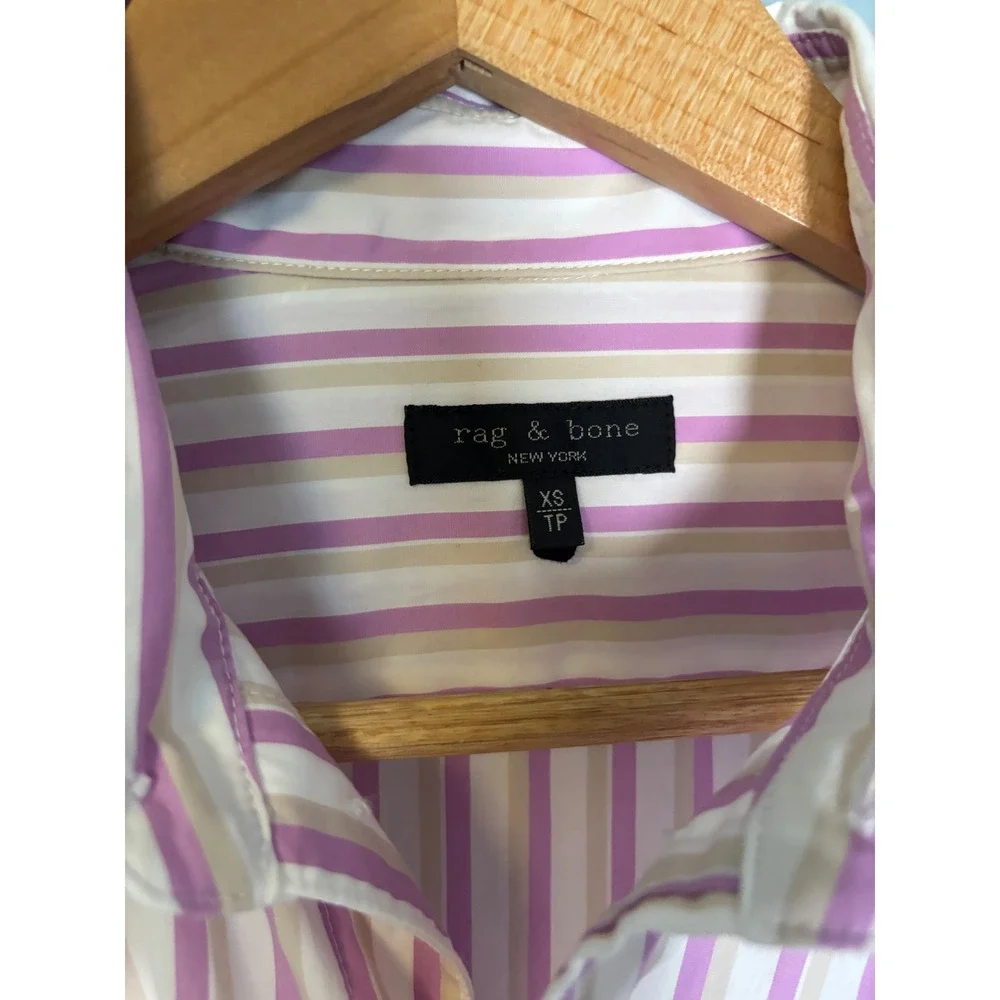 Rag & Bone Women's Indiana Striped Twisted Shirt Pink White Size XS - Picture 4 of 12